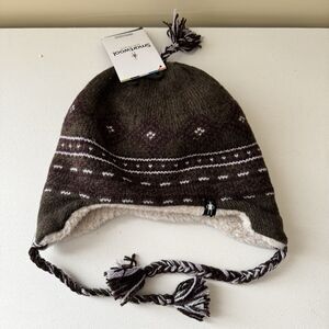 SMARTWOOL HUDSON TRAIL NORDIC BEANIE HAT BLUE ICE WOOL ALPACA FLEECE LINING NWT